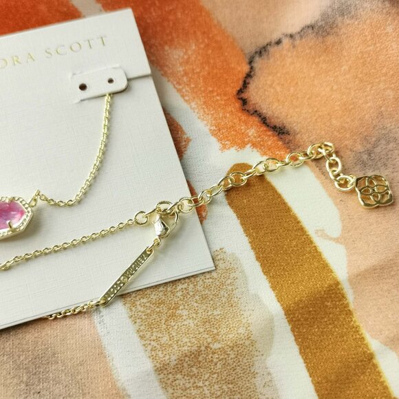 Kendra Scott - Elisa - Gold Fuchsia Kyocera Opal Pendant Necklace - Picture 3 of 3